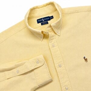 Ralph Lauren Mens XXL Blake Button Down Shirt Yellow Oxford Cotton Pony